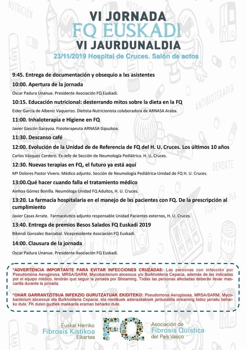 Programación FQ - La Asociación de Fibrosis Quística del País Vasco celebrará su VI jornada FQ